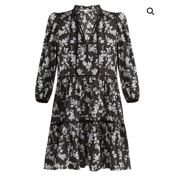 Veronica Beard Silk Mini Hawken Floral Patterned Dress sz 4 Black Multi Printed - Picture 11 of 14